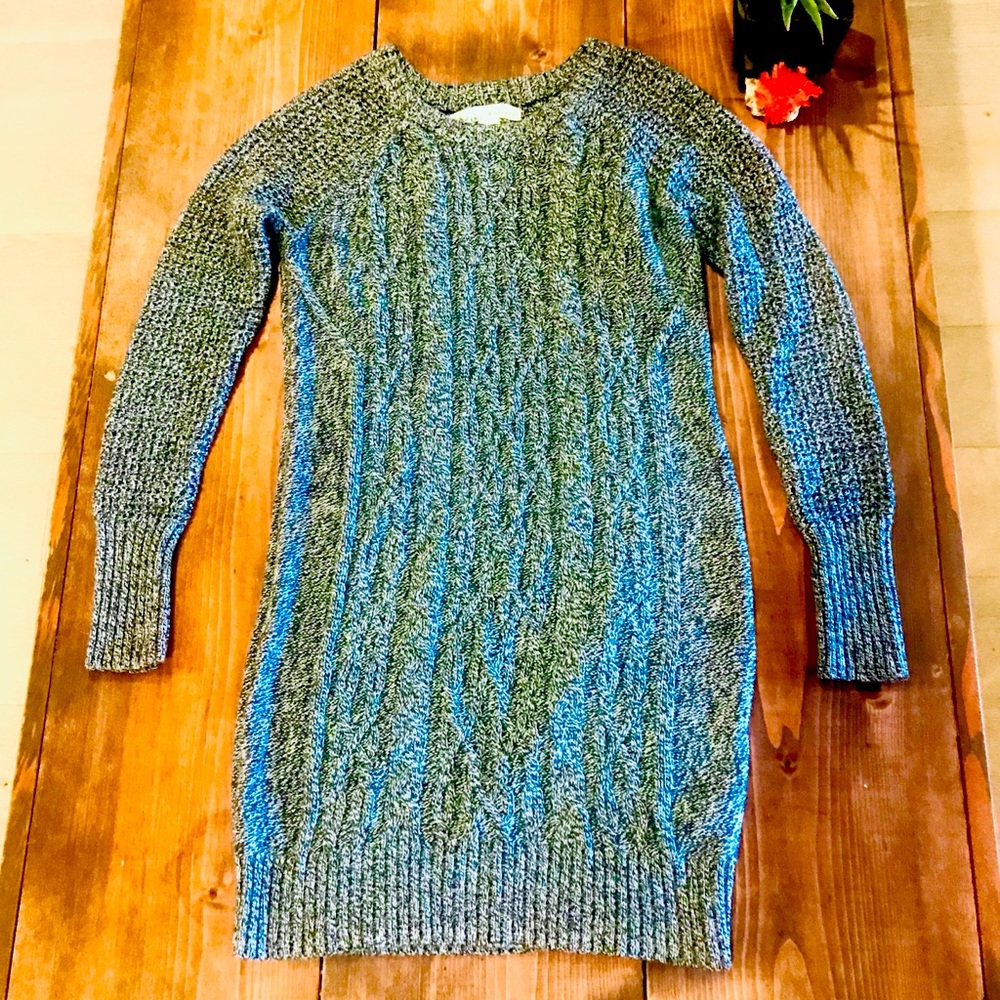 Vintage Blue Knit Sweater Dress